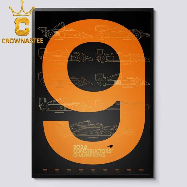 McLaren Formula 1 Team FIA F1 Constructors Champions 2024 History 9 Time Champions Home Decor Poster Canvas