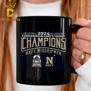 Navy Midshipmen Football 2024 CIC Commander In Chiefs Trophy Champions Score Ceramic Mug Cup