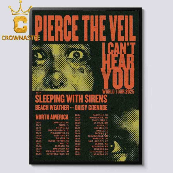 Pierce The Veil I Cant Heart You World Tour 2025 With Sleeping With Sirens Home Decor Poster Canvas