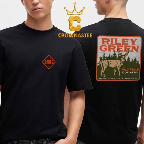 Riley Green Jacksonville AL Nashville TN EST 1988 Buckman Country Two Sided T-Shirt