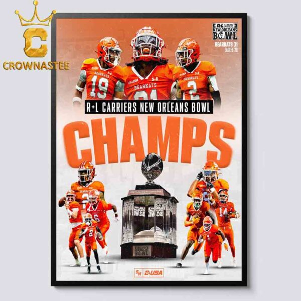 Sam Houston Football 2024 R+L Carriers New Orleans Bowl Champions Home Decor Poster Canvas