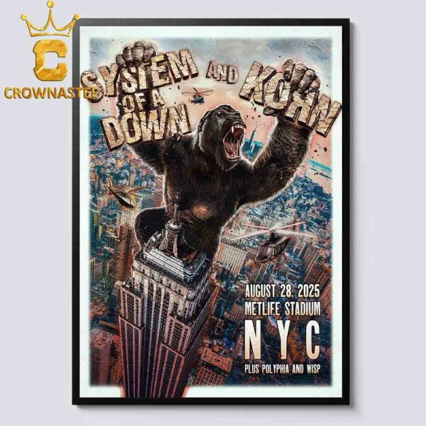 System Of A Down And Korn New York City NY 2025 MetLife Stadium On August 28th Home Decor Poster Canvas