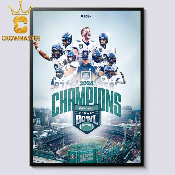 UConn Huskies Football 2024 Wasabi Fenway Bowl Champions Home Decor Poster Canvas