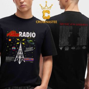 Coldplay Alien Radio Music Of Spheres World Tour 2025 Two Sided T-Shirt