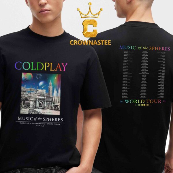 Coldplay Mumbai India 2025 D Y Patil Stadium From January 18th To 21st Two Sided T-Shirt