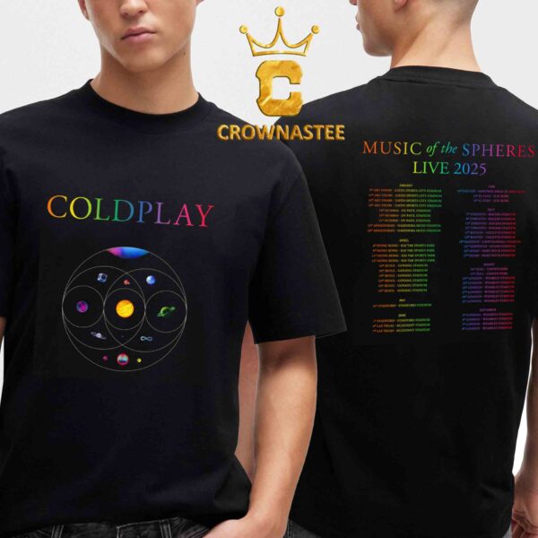 Coldplay Music Of Spheres World Tour 2025 Two Sided T-Shirt