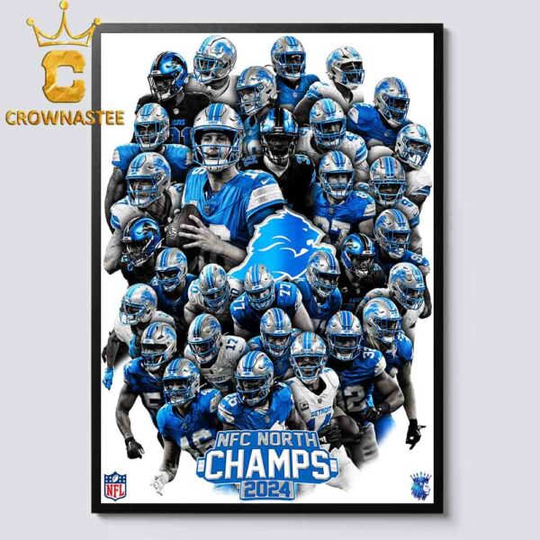 Detroit Lions 2024 NFC North Division Champions Home Decor Poster Canvas