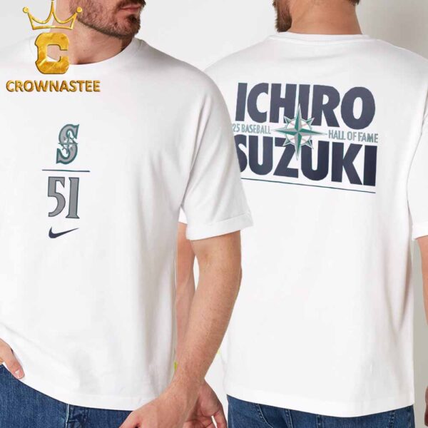 Ichiro Suzuki Seattle Mariners 2025 National Baseball Hall Of Fame Player Graphic Two Sided T-Shirt