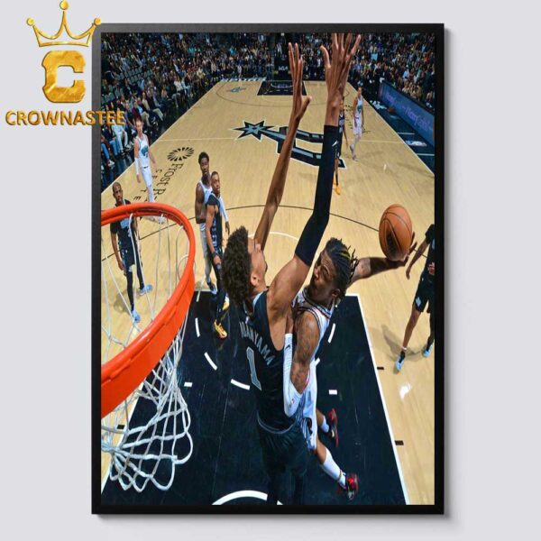 Ja Morant Dunk On Victor Wembanyama Memphis Grizzlies Defeat San Antonio Spurs NBA Home Decor Poster Canvas