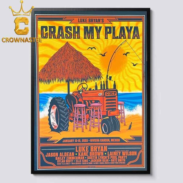 Luke Bryan’s Crash My Playa 2025 Riviera Cancun Mexico On January 15th 18th Home Decor Poster Canvas