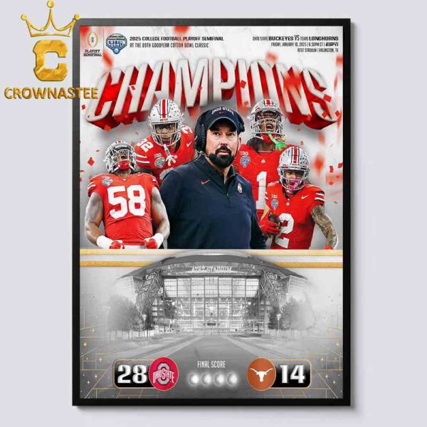 Ohio State Buckeyes Football Cotton Bowl Champions 2025 Advance To The National Championship Home Decor Poster Canvas