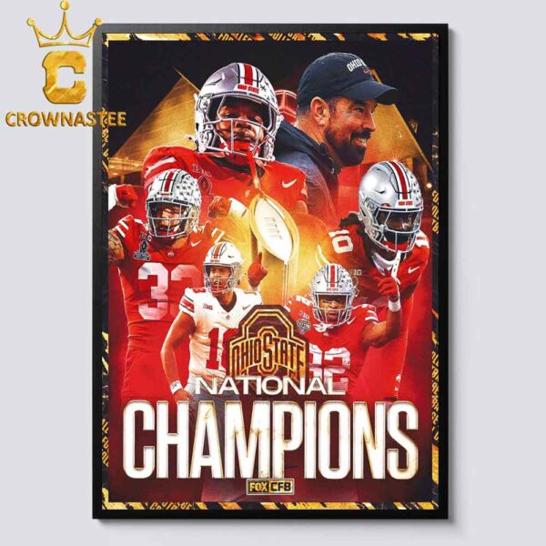 Ohio State Buckeyes Football National Champions College Football Playoff 2024 Home Decor Poster Canvas