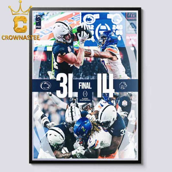 Penn State Nittany Lions College Football Playoff 2024 Fiesta Bowl Champions Score Home Decor Poster Canvas