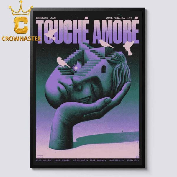 Touché Amoré Band Muchen Dresden Berlin Hamburg Munster Koln Germany 2025 With Trauma Ray Home Decor Poster Canvas