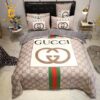 Best Gucci Black And Pinky Luxury Brand Bedding Set Bedspread Duvet Cover Set Home Decor