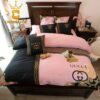 Best Gucci Black Dots Logo Bedding Sets Quilt Sets Duvet Cover Set Luxury Brand Home Decor Bedroom Sets