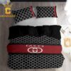 Best Gucci Black Logo Luxury Brand Bedding Set Bedroom Home Decor Bedspread Duvet Cover Set