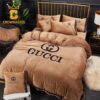 Best Gucci Blue Khaki Beige Luxury Brand Bedding Set Home Decor Duvet Cover Set