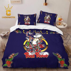 Best Gucci Bugs Bunny Fashion Logo Premium Luxury Brand Bedding Set Home Decor Duvet Cover Set