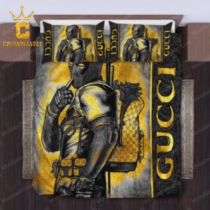 Best Gucci Deadpool Guccitype Logo Luxury Brand Bedding Set Bedroom Home Decor Bedspread Duvet Cover Set