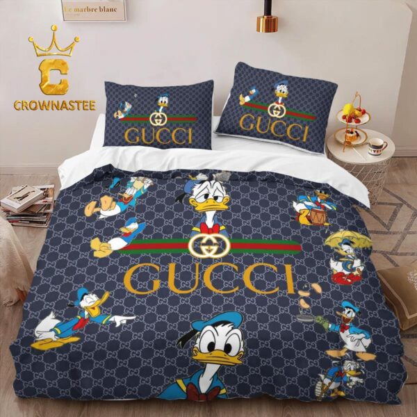 Best Gucci Donald New Fashion Logo Premium Luxury Brand Bedding Set Home Decor Duvet Cover Set