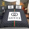 Best Gucci Heart Black Luxury Brand Premium Bedding Set Duvet Cover Set Home Decor