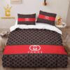 Best Gucci Italian Logo Luxury Brand Bedding Set Bedroom Home Decor Bedspread Duvet Cover Set