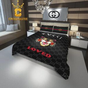 Best Gucci Loved Logo Luxury Brand Bedding Set Bedspread Bedroom Home Decor Duvet Cover Set