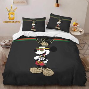 Best Gucci Mickey Black Limited Luxury Brand Bedding Set Home Decor Duvet Cover Set