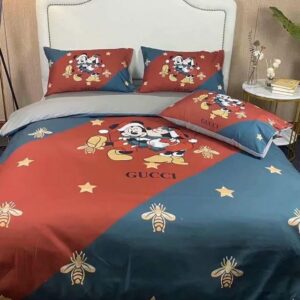 Best Gucci Mickey Couple Christmas Luxury Brand Bedding Set Home Decor Duvet Cover Set