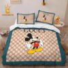 Best Gucci Mickey Hot Fashion Logo Premium Luxury Brand Bedding Set Home Decor Duvet Cover Set