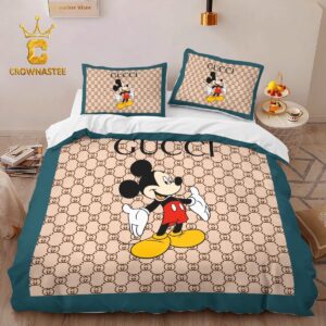 Best Gucci Mickey Fashion Logo Premium Luxury Brand Bedding Set Home Decor Duvet Cover Set