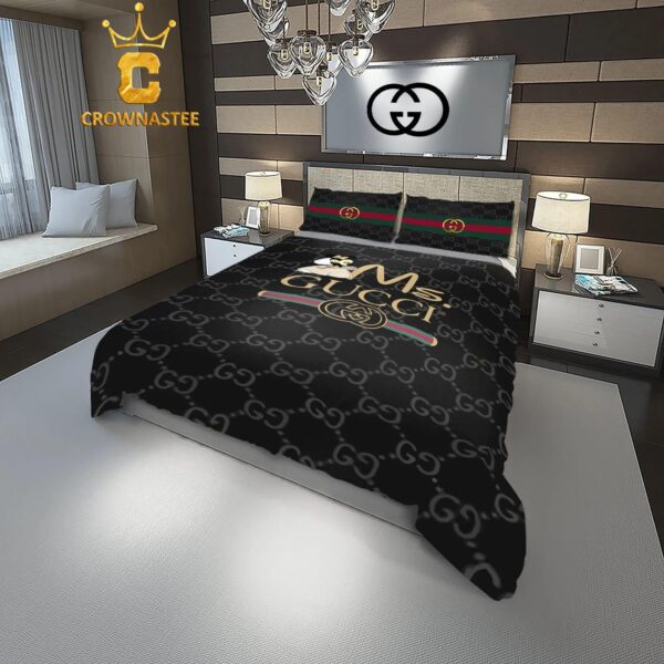 Best Gucci Ms Mickey Black Fashion Logo Luxury Brand Bedding Set Home Decor Duvet Cover Set