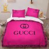 Best Gucci Pinky Logo Luxury Brand Bedding Set Home Decor Duvet Cover Set