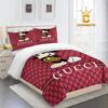 Best Gucci Beige Red Gree Logo Luxury Brand Bedding Set Bedroom Home Decor Bedspread Duvet Cover Set