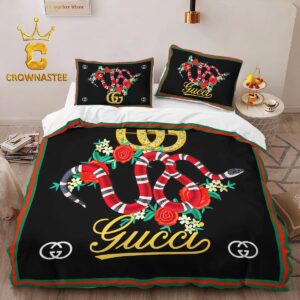 Best Gucci Red Snake Limited Luxury Brand Bedding Set Home Decor Duvet Cover Set