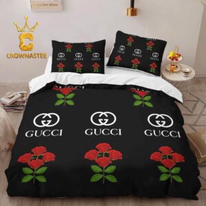 Best Gucci Roses Fashion Logo Premium Luxury Brand Bedding Set Home Decor Duvet Cover Set