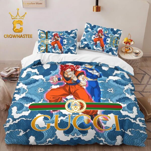 Best Gucci Son Goku Vegeta Luxury Brand Bedding Set Home Decor Duvet Cover Set