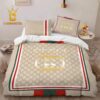 Best Gucci White Violet Luxury Brand Premium Bedding Set Bedspread Duvet Cover Set Home Decor