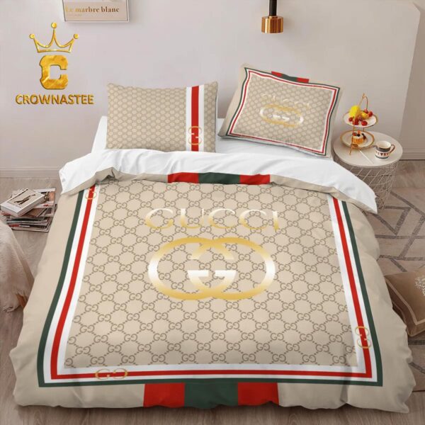 Best Gucci Yellow Luxury Brand Bedding Set Home Decor Duvet Cover Set