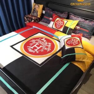 Best Hermes Mixing Color Background Luxury Brand Bedding Set Bedroom Home Decor Bedspread Duvet Cover Set