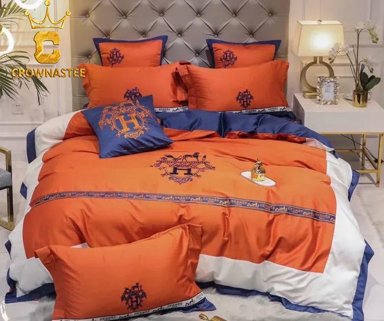 Best Hermes Orange Background Luxury Brand Bedding Set Bedroom Home Decor Bedspread Duvet Cover Set Best Hermes Orange Background Luxury Brand Bedding Set Bedroom Home Decor Bedspread Duvet Cover Set
