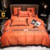Best Hermes Orange Background Luxury Brand Bedding Set Bedroom Home Decor Bedspread Duvet Cover Set