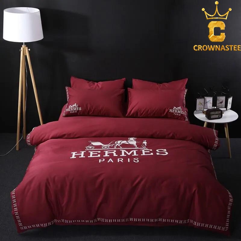 Best Hermes Red Background Luxury Brand Premium Bedding Set Bedroom Home Decor Bedspread Duvet Cover Set Best Hermes Red Background Luxury Brand Premium Bedding Set Bedroom Home Decor Bedspread Duvet Cover Set