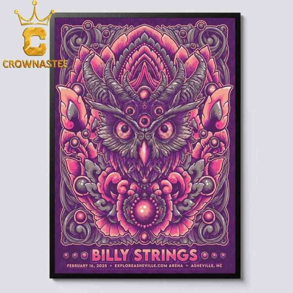 Billy Strings Explorersheville com Arena Asheville NC On February 16th 2025 Winter Tour Home Decor Poster Canvas