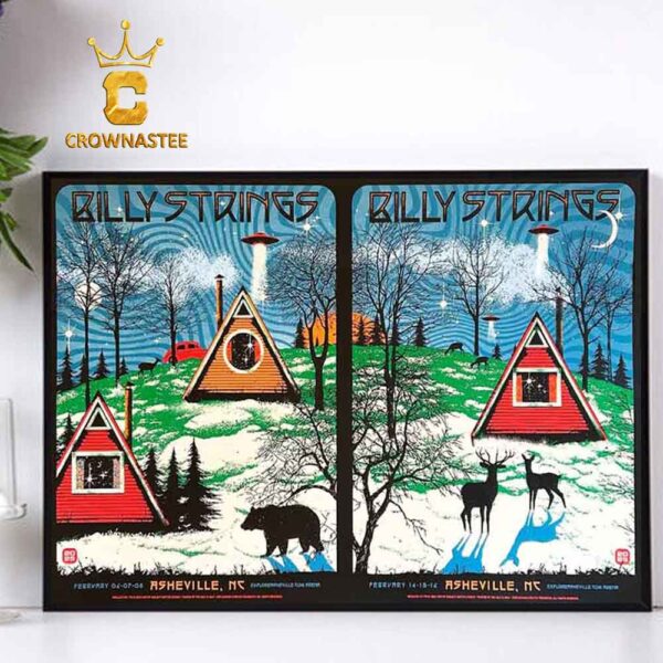 Billy Strings Explorersheville com Arena Asheville NC On February 2025 Week 1 And 2 Home Decor Poster Canvas