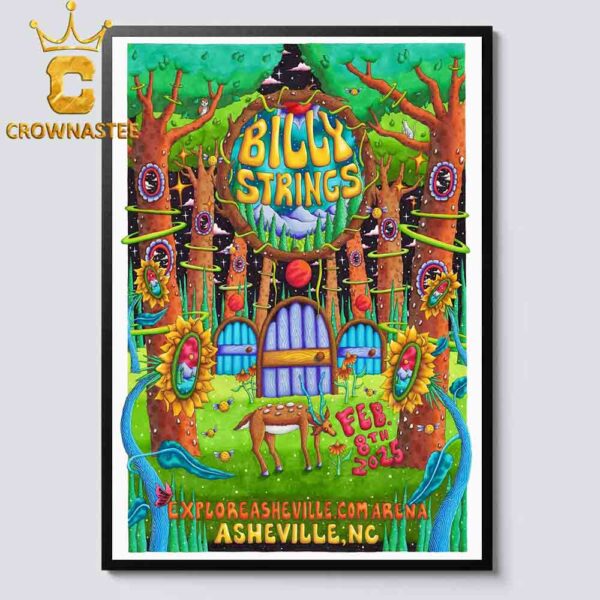 Billy Strings Explorersheville com Arena Asheville NC On February 8th 2025 Winter Tour Home Decor Poster Canvas