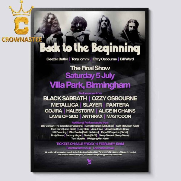 Black Sabbath Ozzy Osbourne Tony Iommi Geezer Butler And Bill Ward Back To The Beginning Villa Park Birmingham On Juky 5th 2025 Lineup Home Decor Poster Canvas