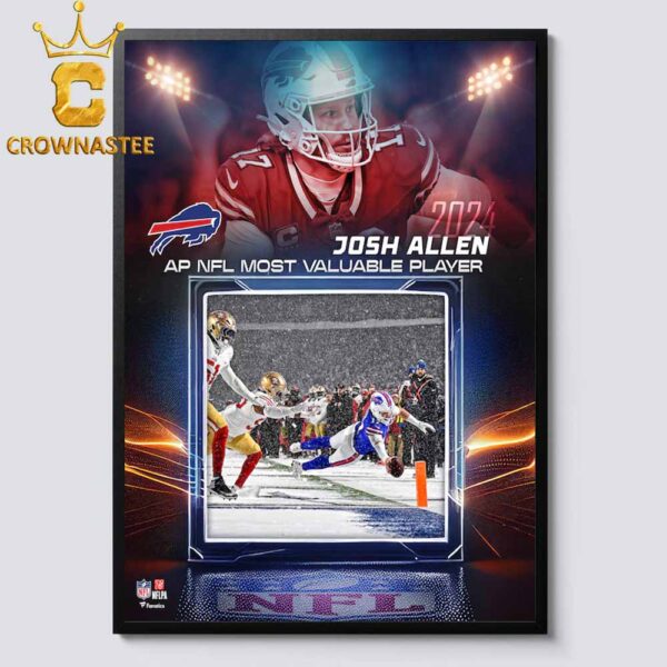 Josh Allen Buffalo Bills 2024 NFL MVP Most Valueble Player Home Decor Poster Canvas