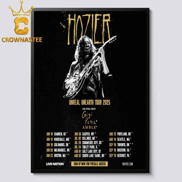 Hozier 2025 Unreal Unearth Tour Dates Home Decor Poster Canvas